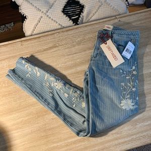 NWT DRIFTWOOD Striped Embroidered Jeans
